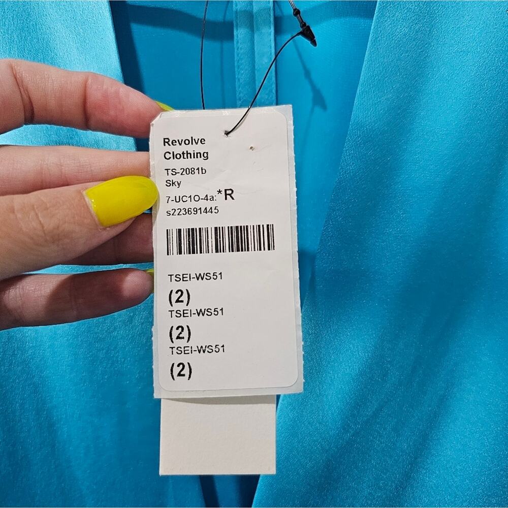 The Sei Long Sleeve Tie Front Blouse in Sky - Picture 9 of 11